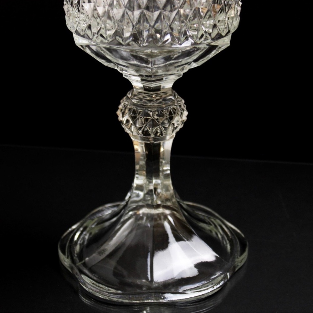 ✨Indiana Glass Diamond Point Apothecary Jar, Pedestal Candy Dish, Chalice - Picture 6 of 12